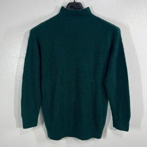 EXPRESS Mock Neck Ribbed Knit Sweater Green Long Sleeve Pullover XS Oversize